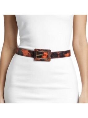 Nine West Faux Snakeskin Leather Belt Buckle Large